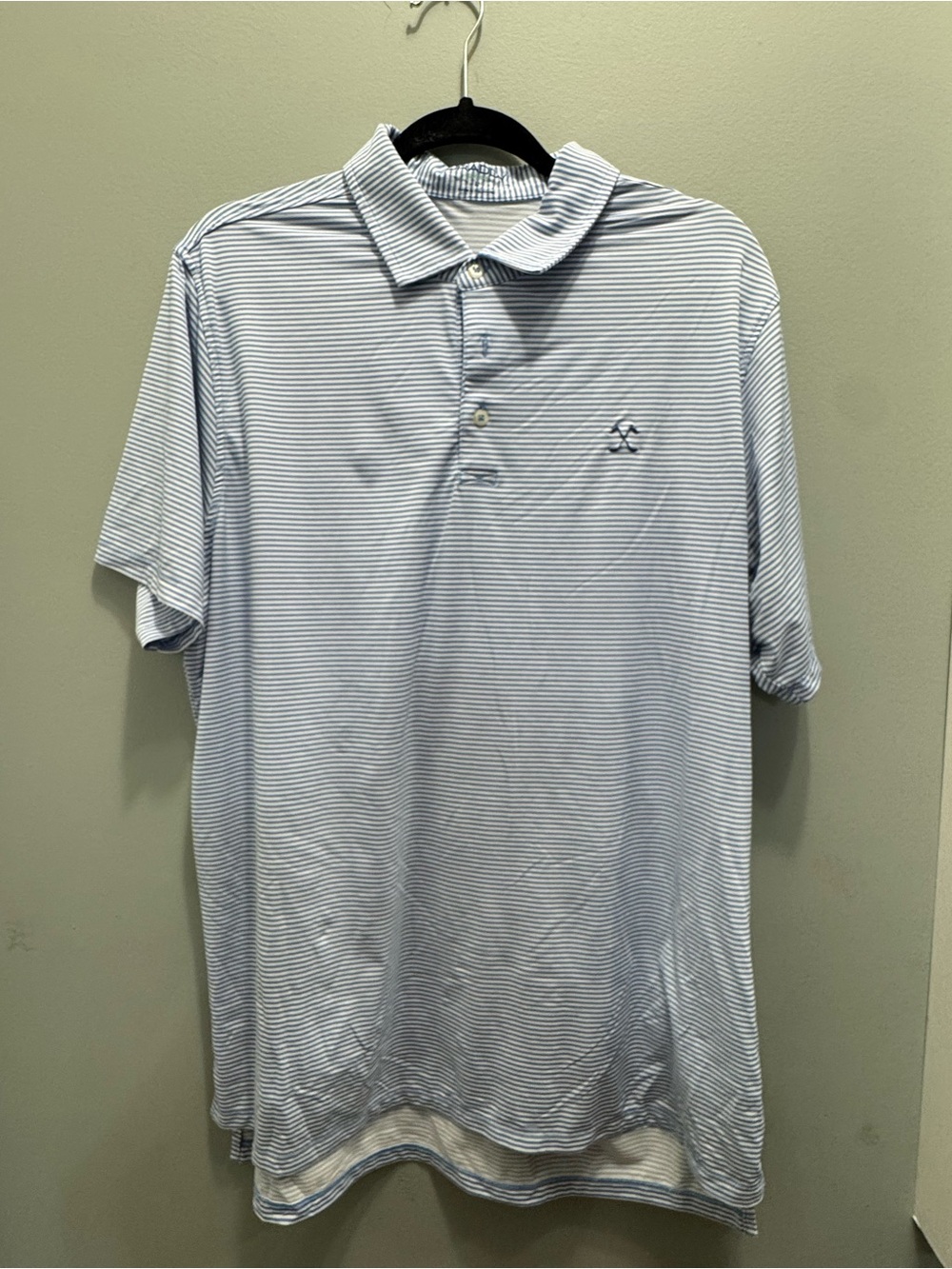 Light Blue Striped Men's Polo Shirt